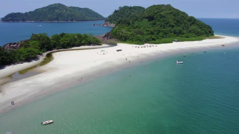 aerial view of praia as ilhas beach in sunny day in escape of islands, brazil