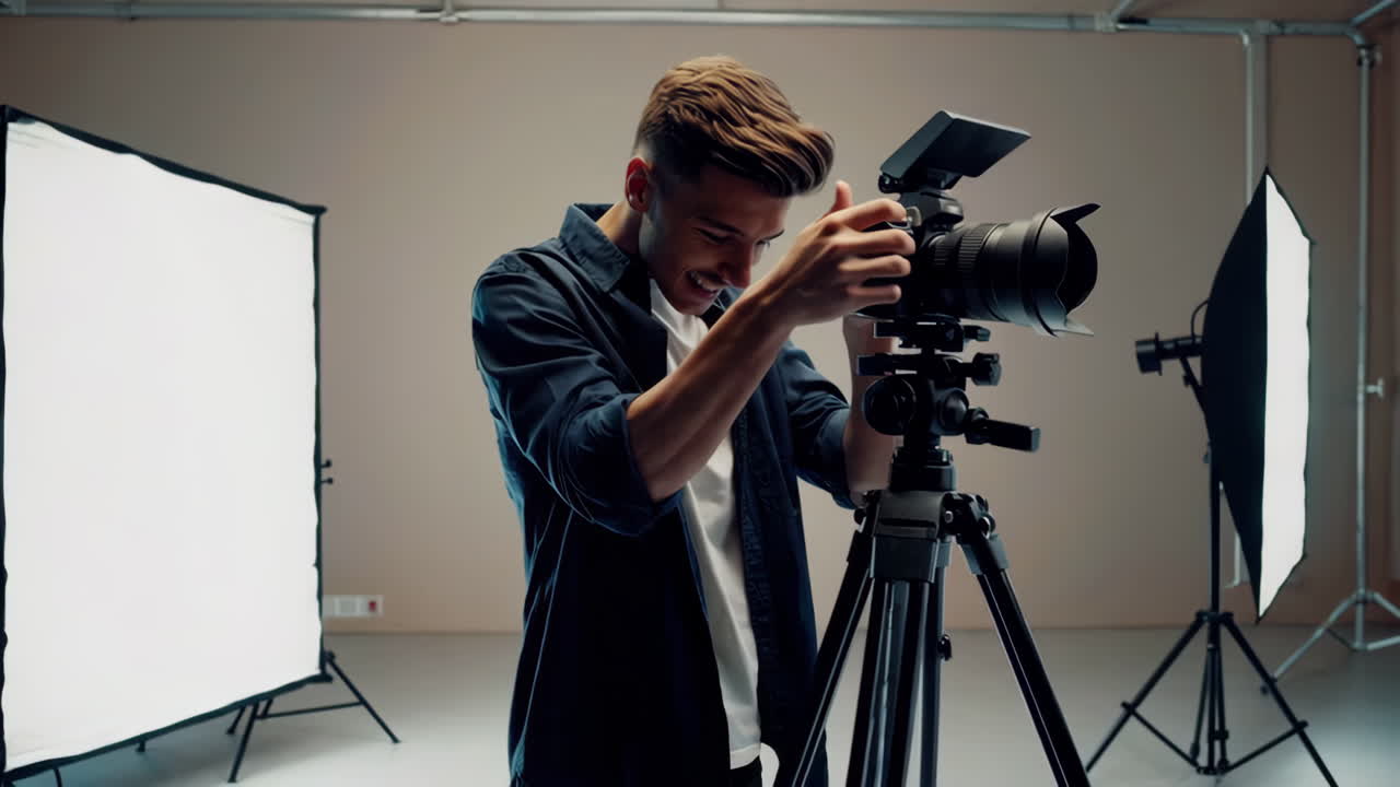 fotógrafo trabajando en un estudio