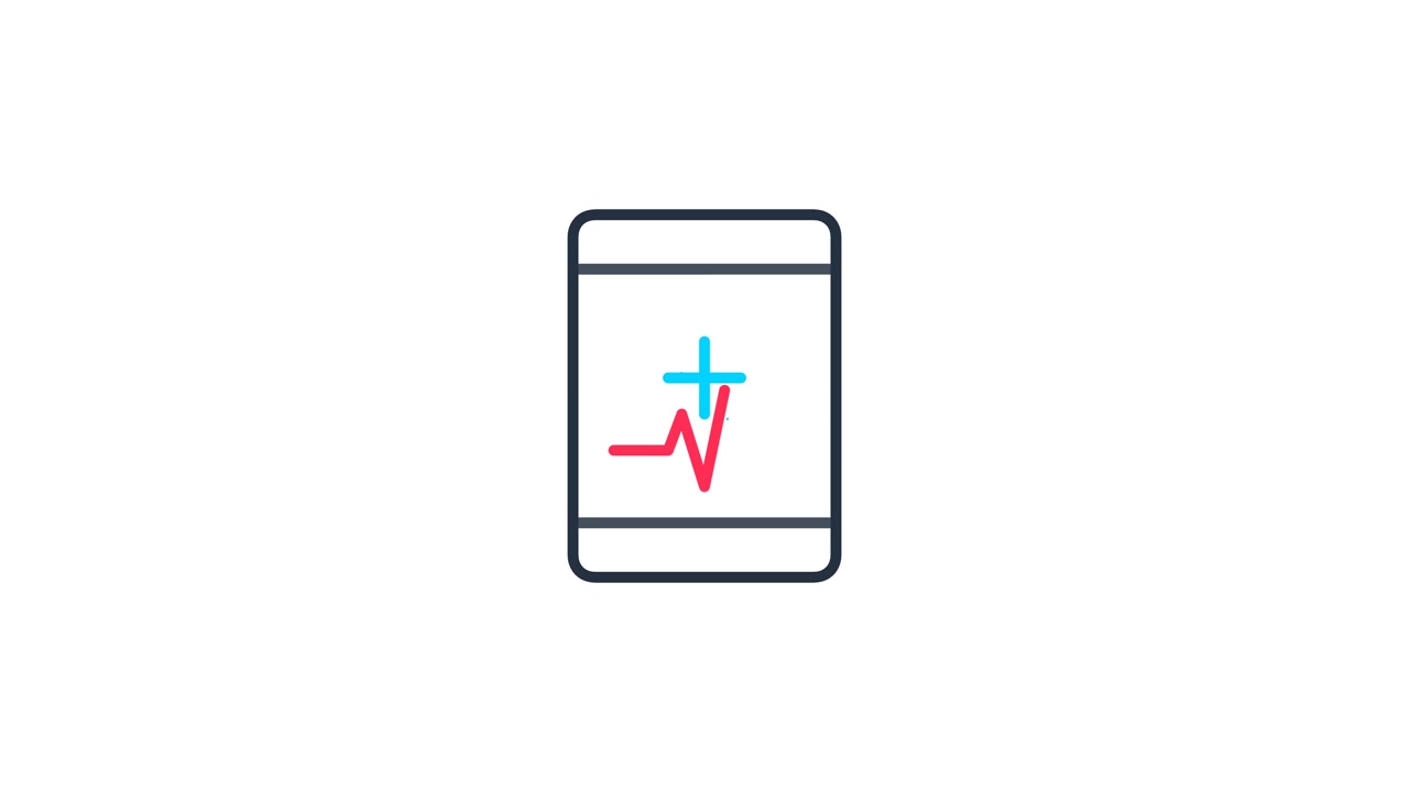 Animated Smartphone Displaying Medical Health Data and Heartbeat Monitor
