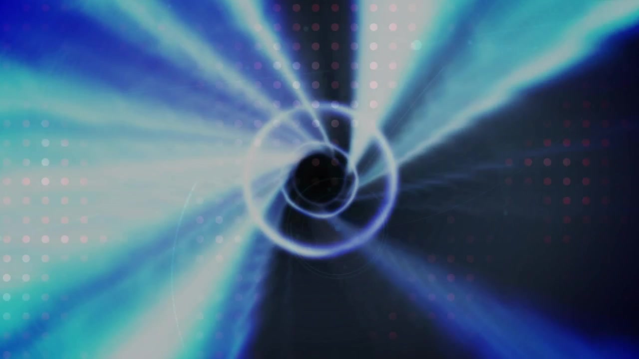 Animation of light trails over spots on black background