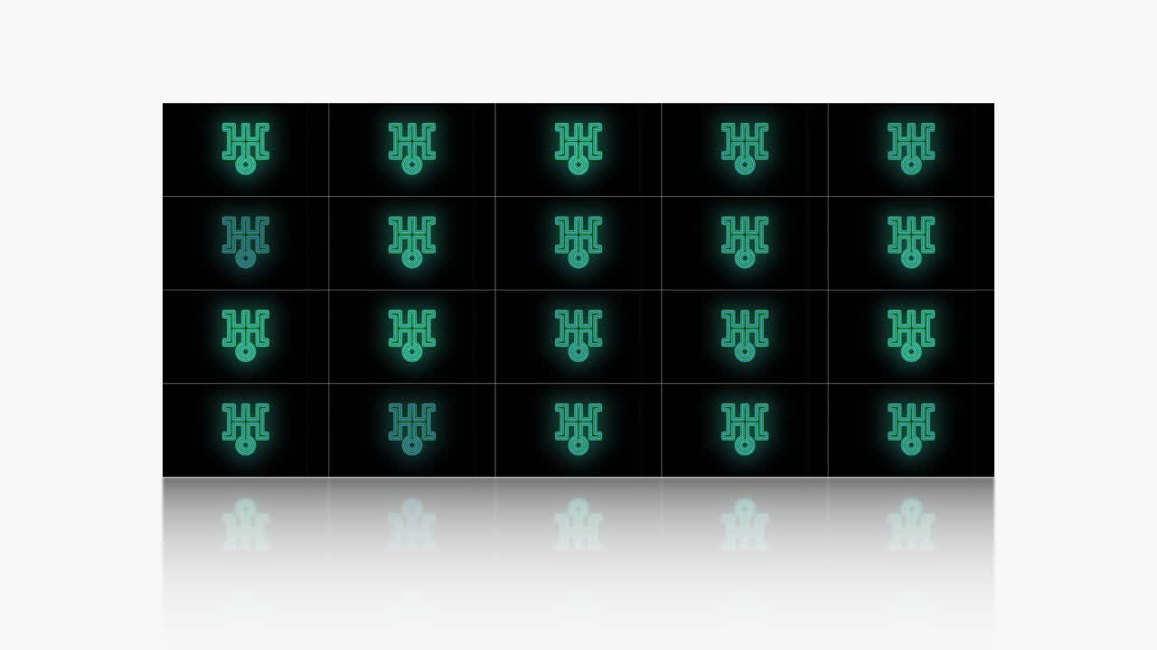 patrón de símbolos de japón con neón verde