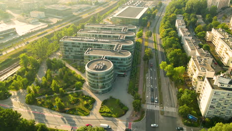 modern architecture of ppnt, pomeranian science and technology park on a sunny day in gdynia, poland