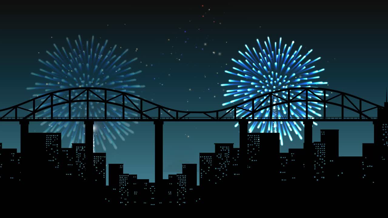 다채로운 불꽃놀이가 밤하늘을 비추고 있습니다.