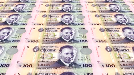 billetes de cien pesos uruguayos de uruguay, dinero en efectivo, bucle