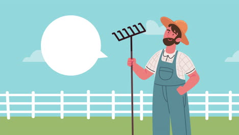 male farmer with rake animation