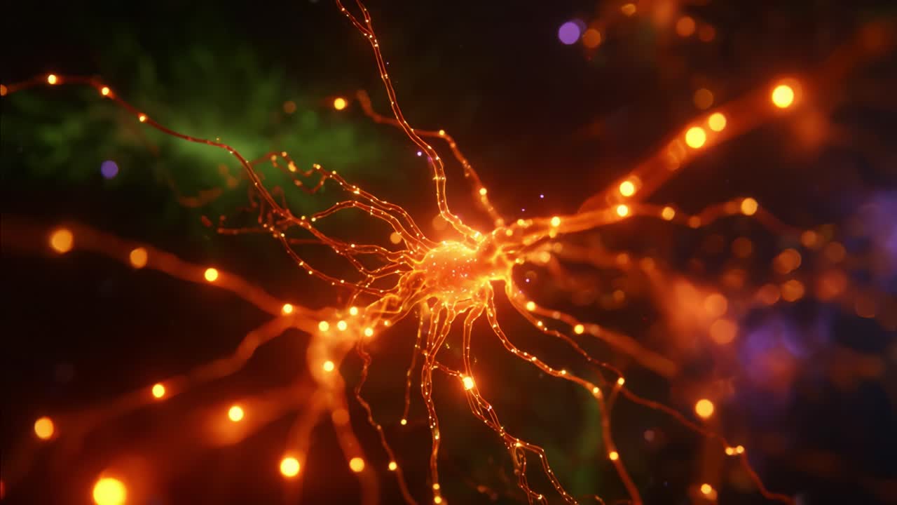 Fascinating Visualization of a Neural Network with Glowing Connections Representing the Complex Interactions Within the Brain's Structure and Function