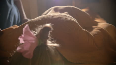 massaging back through the towel
