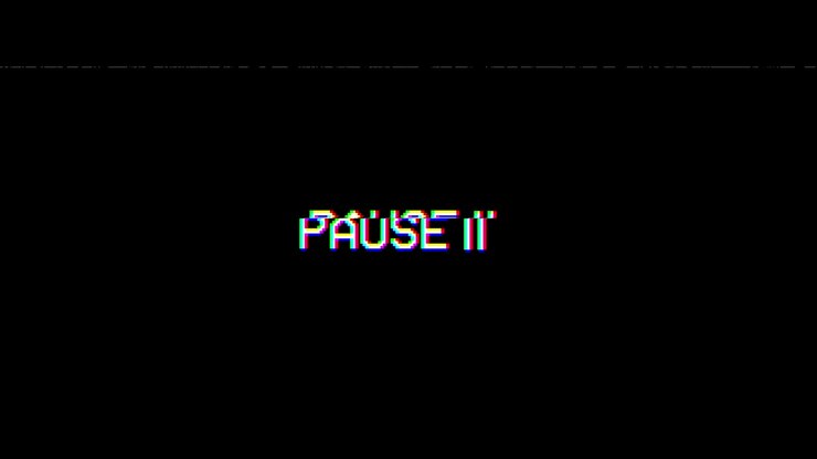Texto Pixelizado 'Pause II' com Efeito Glitch e Estática VHS