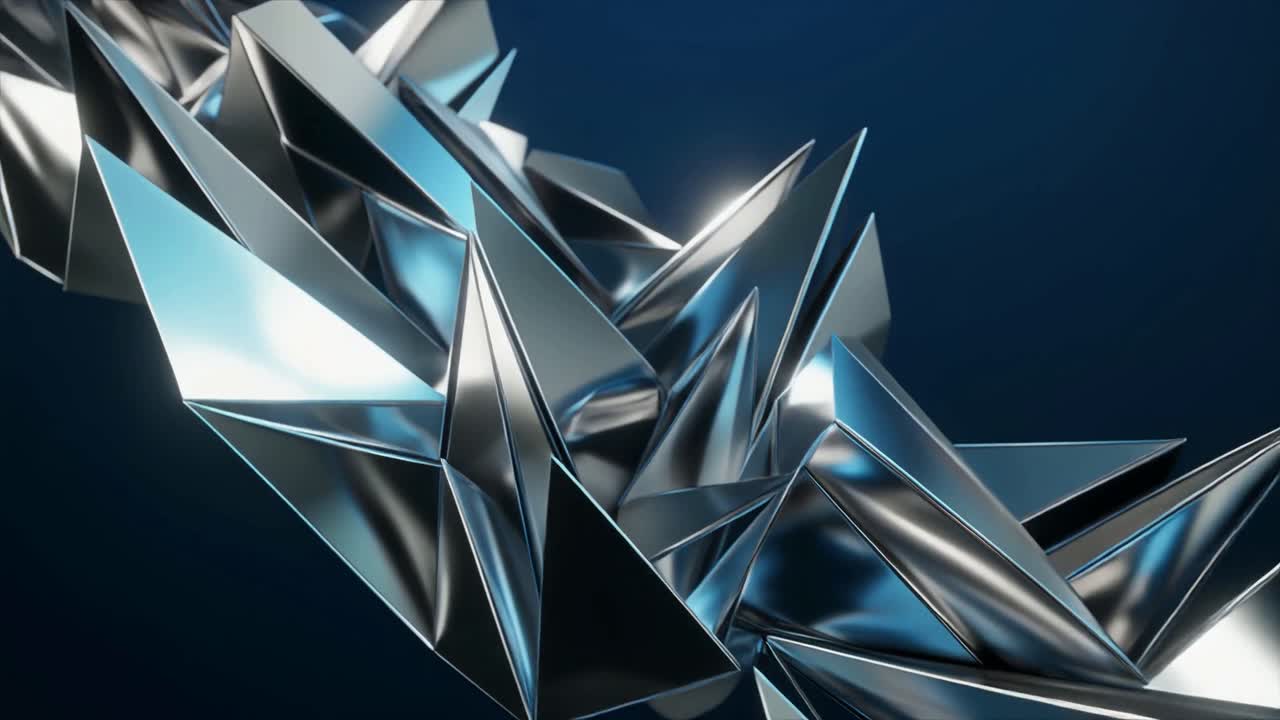 Dynamic Abstract Metallic Geometric Structure Animation