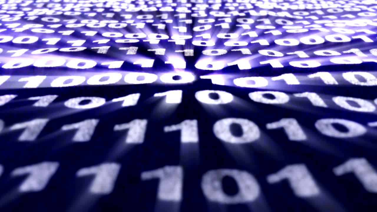 código de números binarios en el fondo de la alfombra, animación,
