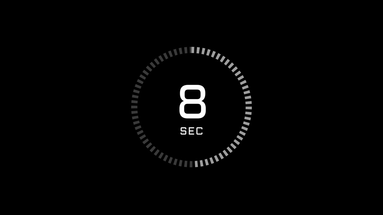 15 Second Digital Countdown Timer on Black Background