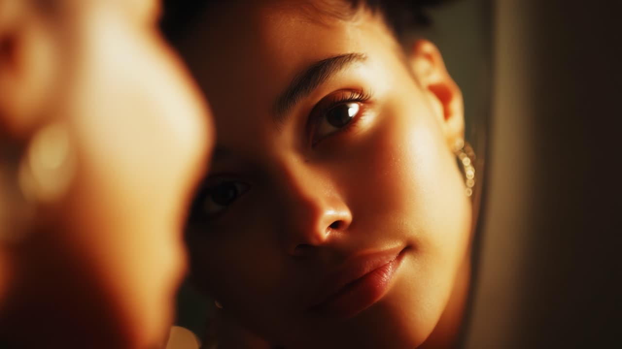 A Close-Up Exploration of Reflection and Introspection Capturing the Depth of Emotions Through the Eyes of a Young Woman in a Thoughtful Moment of Self-Connection