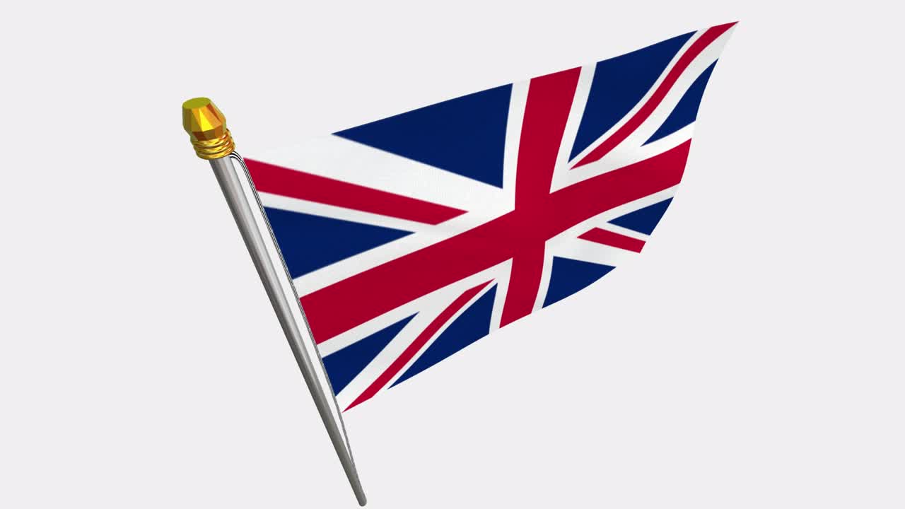 영국 국기가 바람에 날아다니는 4k 슬로모션 비디오