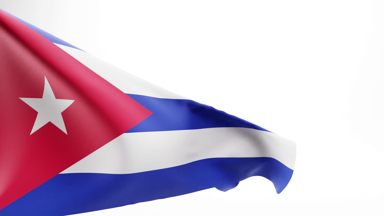 Bandiera cubana che sventola su sfondo bianco, animazione 3D