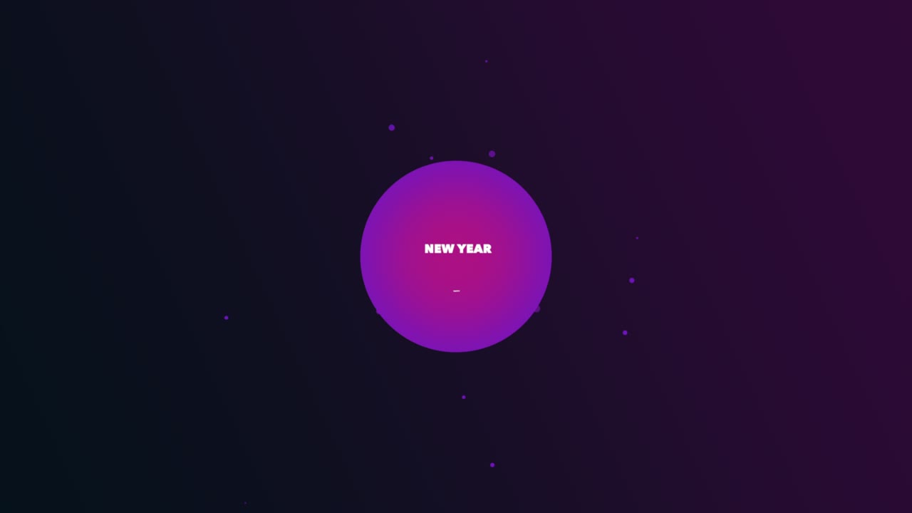 feliz año nuevo con gradiente círculo púrpura