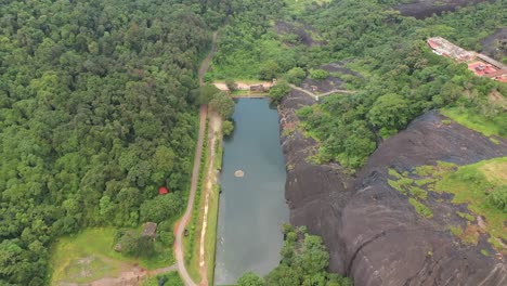 karinja temple - lake -drone view dk, ka india