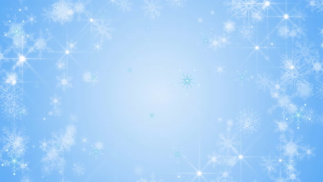 animation of snowflakes falling on blue background