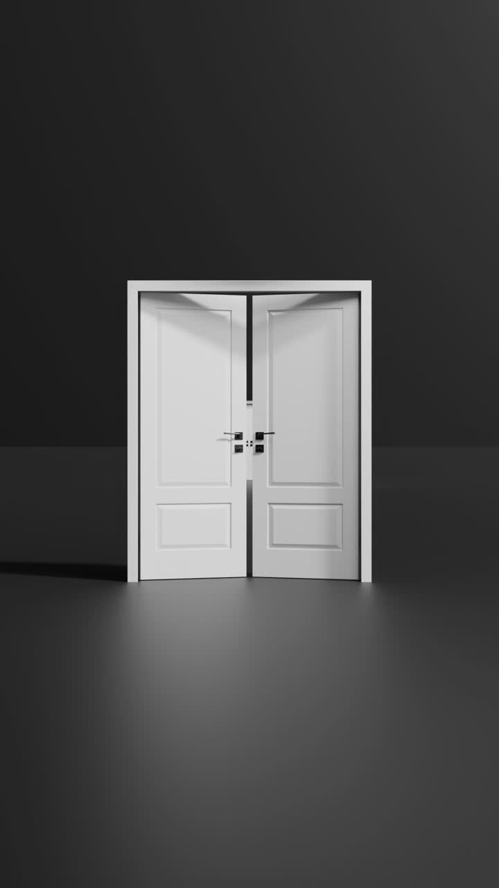 A series of doors on black background