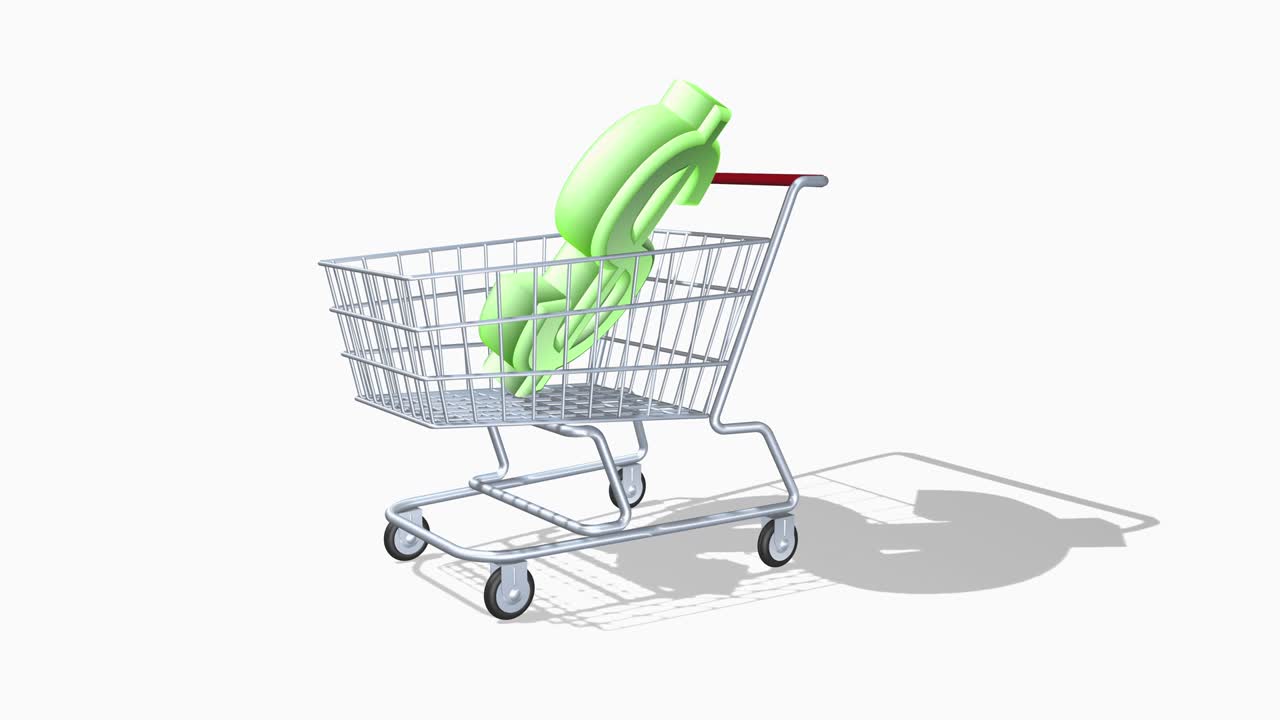 la idea de la animación es la venta del símbolo del dólar, el precio de la moneda y el dinero.