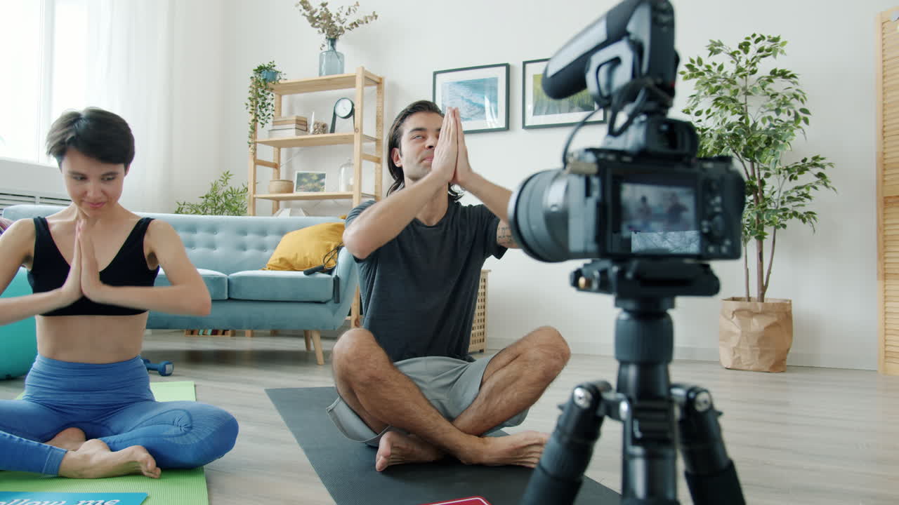 Couple Practicing Yoga Online