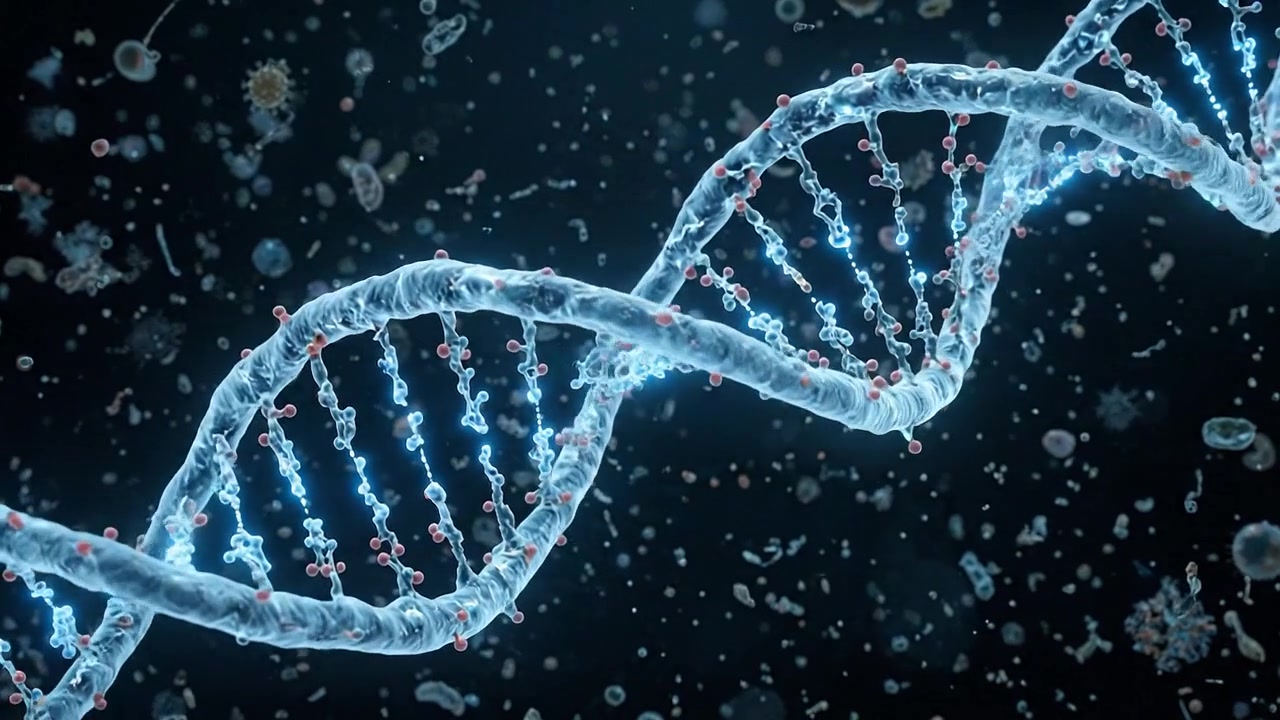 Glowing DNA Molecular Structure Animation