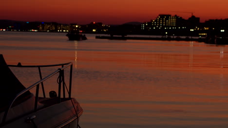 yachts on the pier at sunset