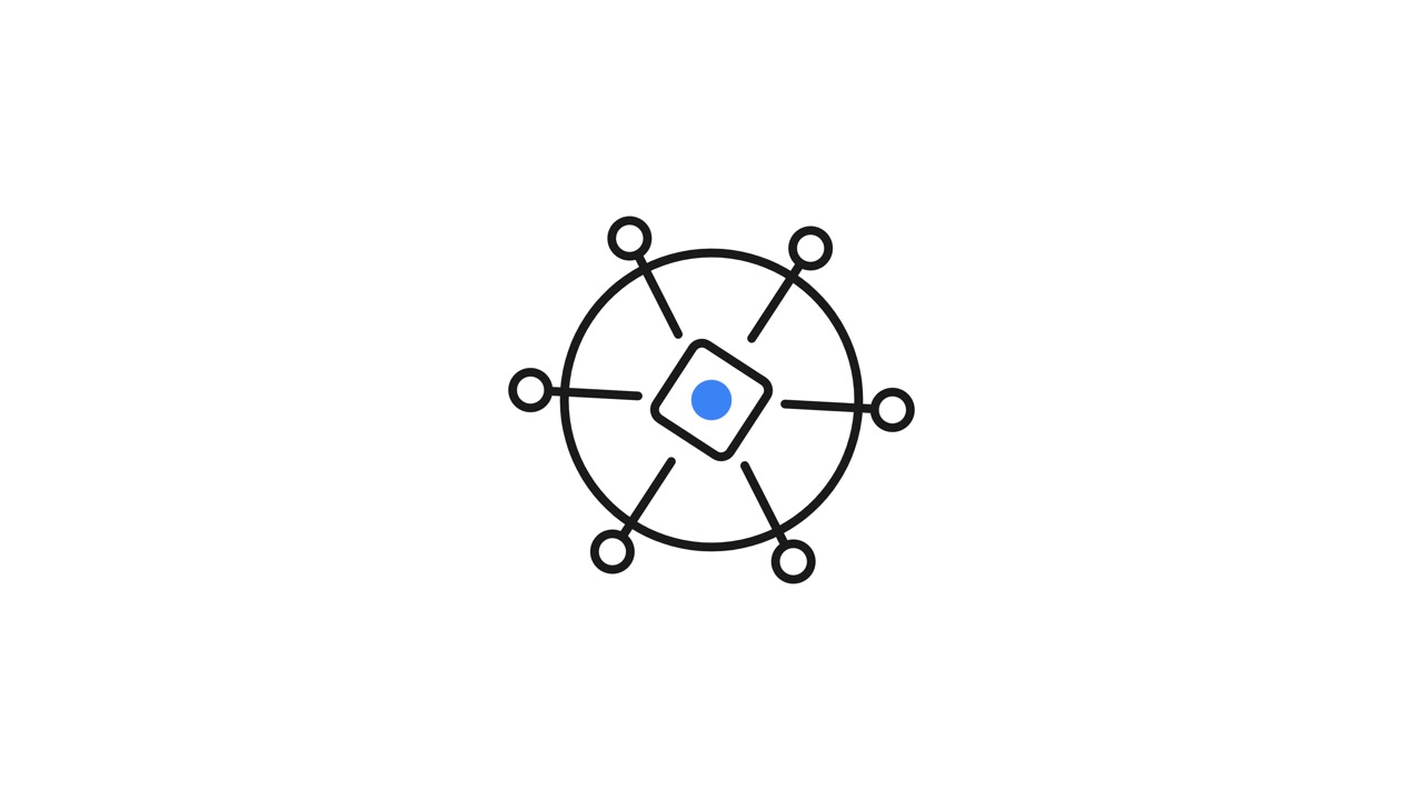 Grafica animata di un hub di rete in crescita