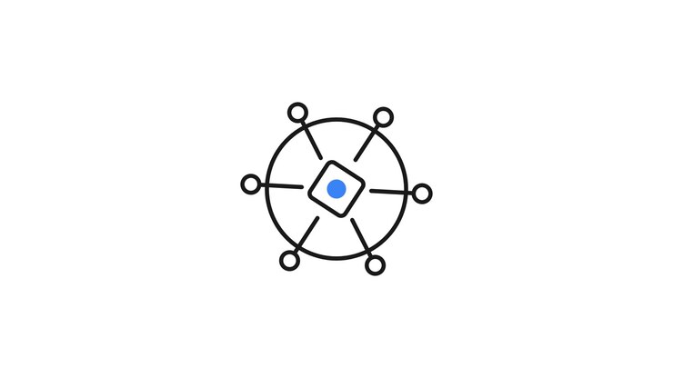 Grafica animata di un hub di rete in crescita