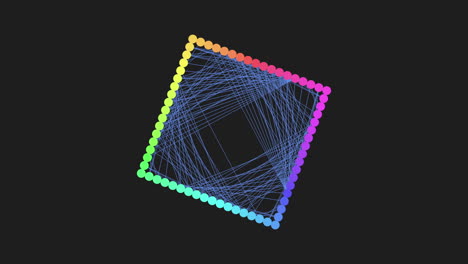 Futuristisches-Neonquadrat-Mit-Regenbogenpunkten-Auf-Dunklem-Raum