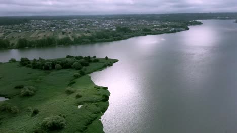 aerial view of a portuguese river in macieira de alcoba, águeda