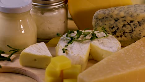 various dairy items arranged on a table