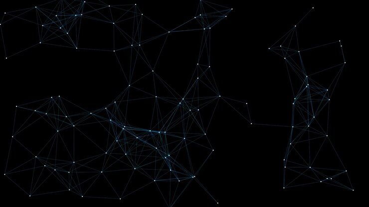Abstract Digital Network Connection with Moving Nodes and Lines
