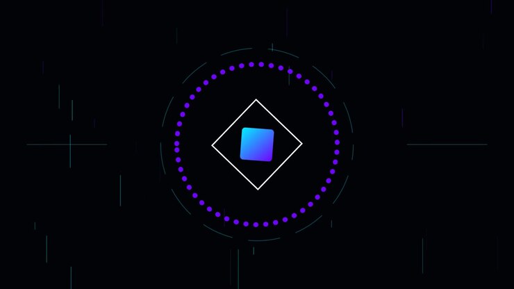 Abstract Motion Graphic with Rotating Square and Pulsing Circular Elements