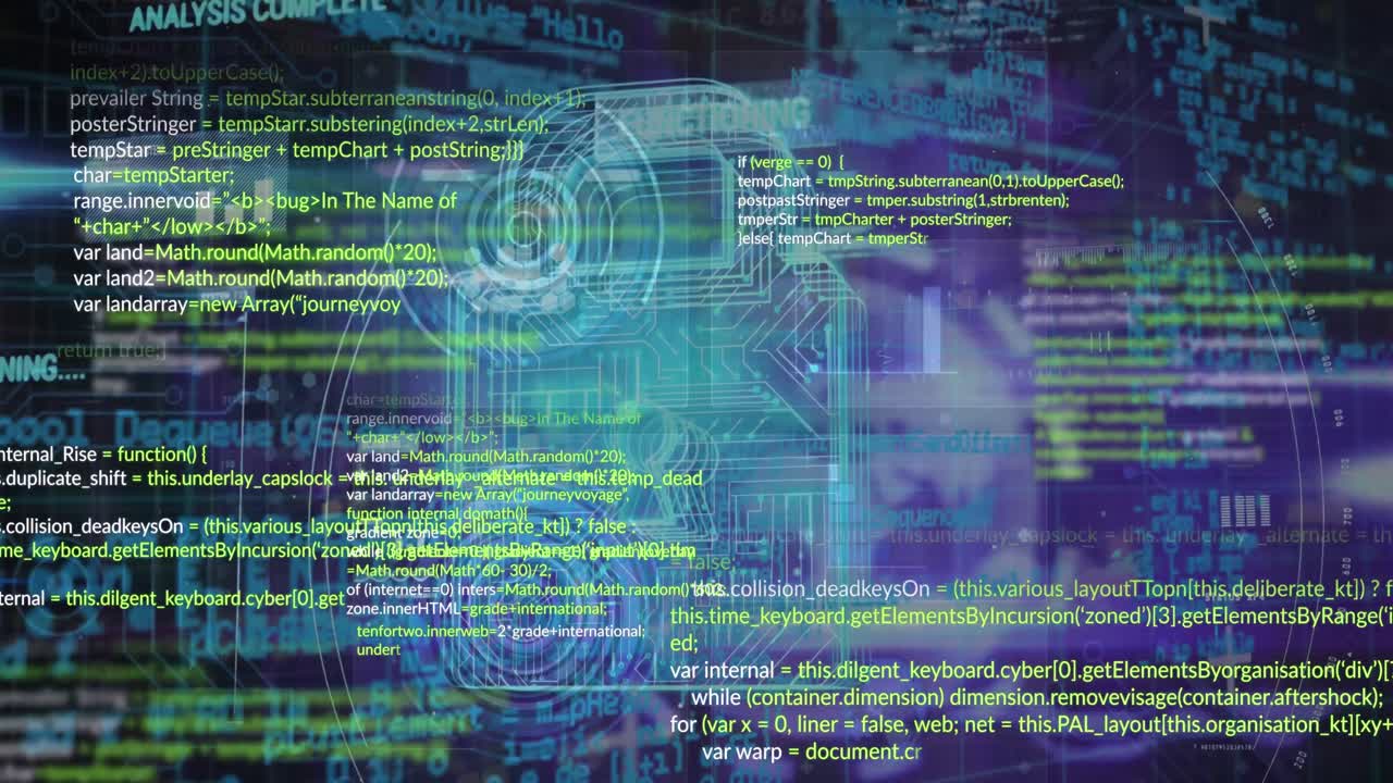 animación de lenguajes informáticos y bloqueo digital sobre el fondo de la cuadrícula