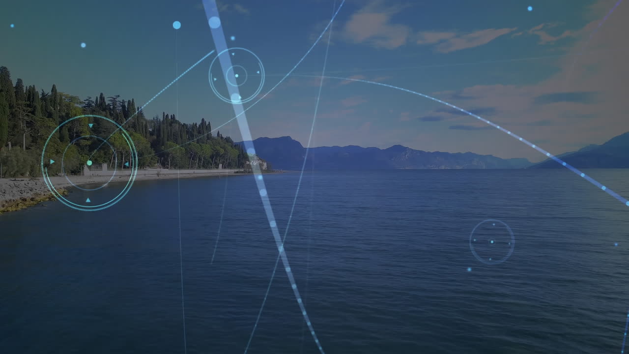 animación de redes de conexiones sobre el paisaje