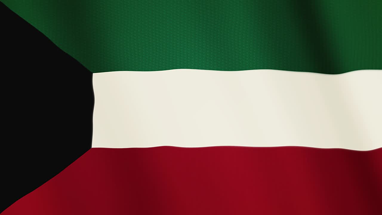 Kuwait flag waving animation. Full Screen. Symbol of the country
