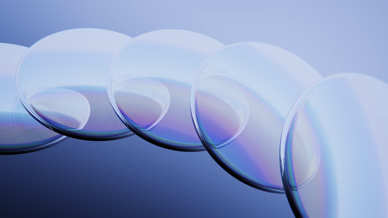 Abstract Animation of Transparent Discs with Iridescent Reflections