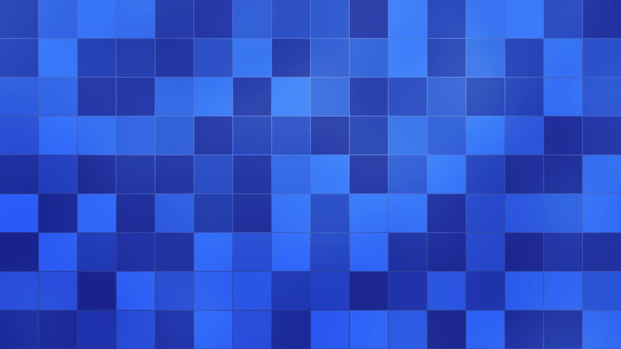 Blue loopable square mosaic pattern, varying shades, modern pulsating loopable geometric background