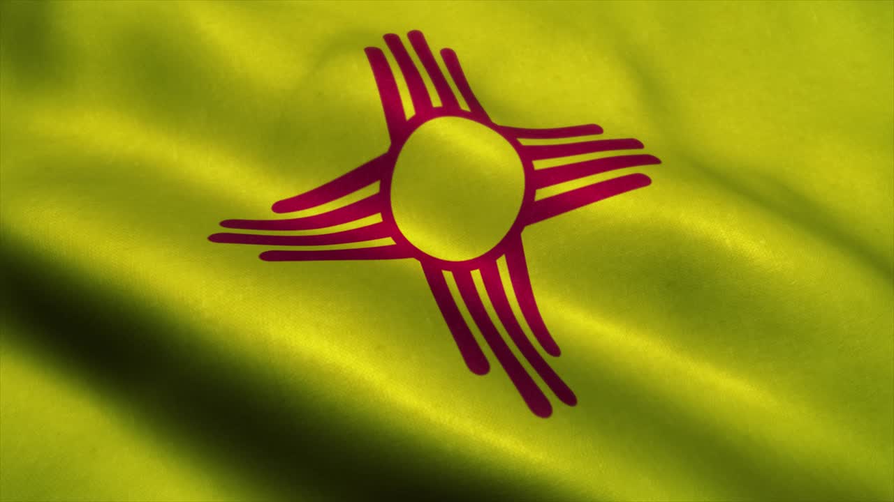 bandera del estado de nuevo méxico ondeando en el viento. bandera nacional de nuevo méxico. signo de la animación de bucle sin costuras del estado de nueva méxico. 4k