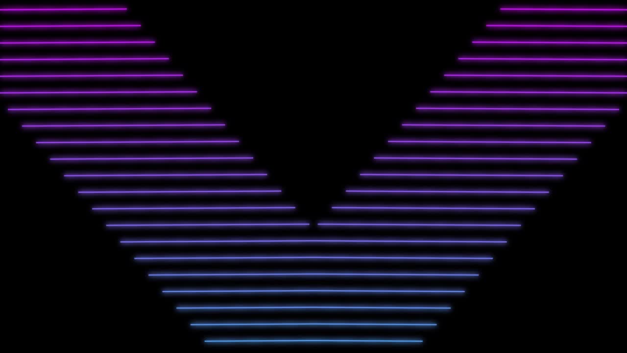 líneas de neón con brillo de color rosa y azul en forma de flechas. fondo en bucle abstracto