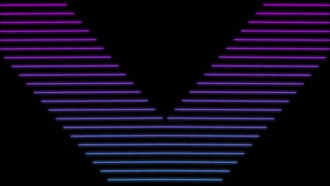 Neon lines with glow of pink and blue color in shape of arrows. abstract looped background
