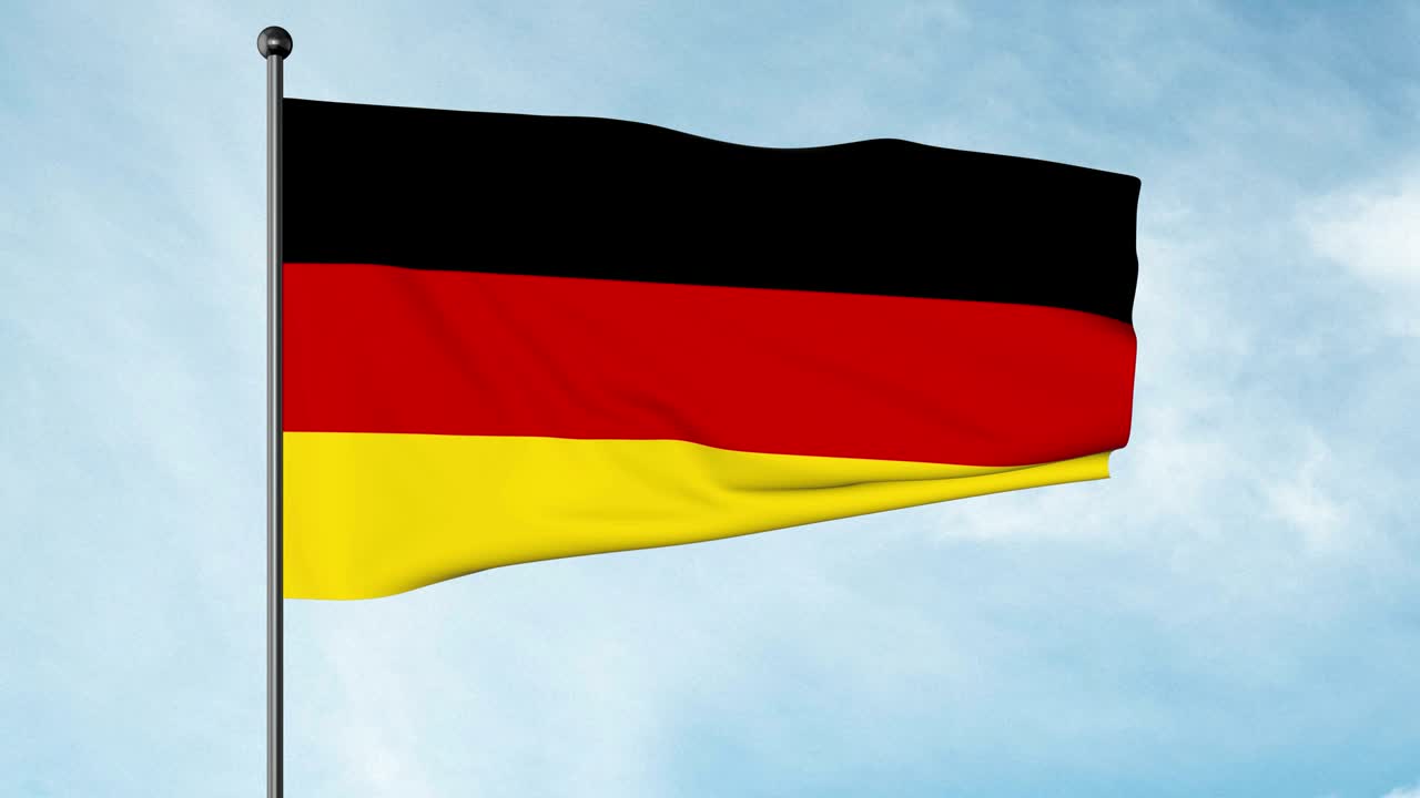 Green screen 3D Illustration of The flag of Germany is a tricolour consisting of three equal horizontal bands displaying the national colours of Germany: black, red, and gold