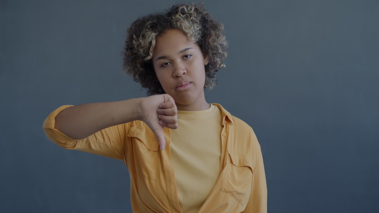 Woman expressing positive and negative emotions