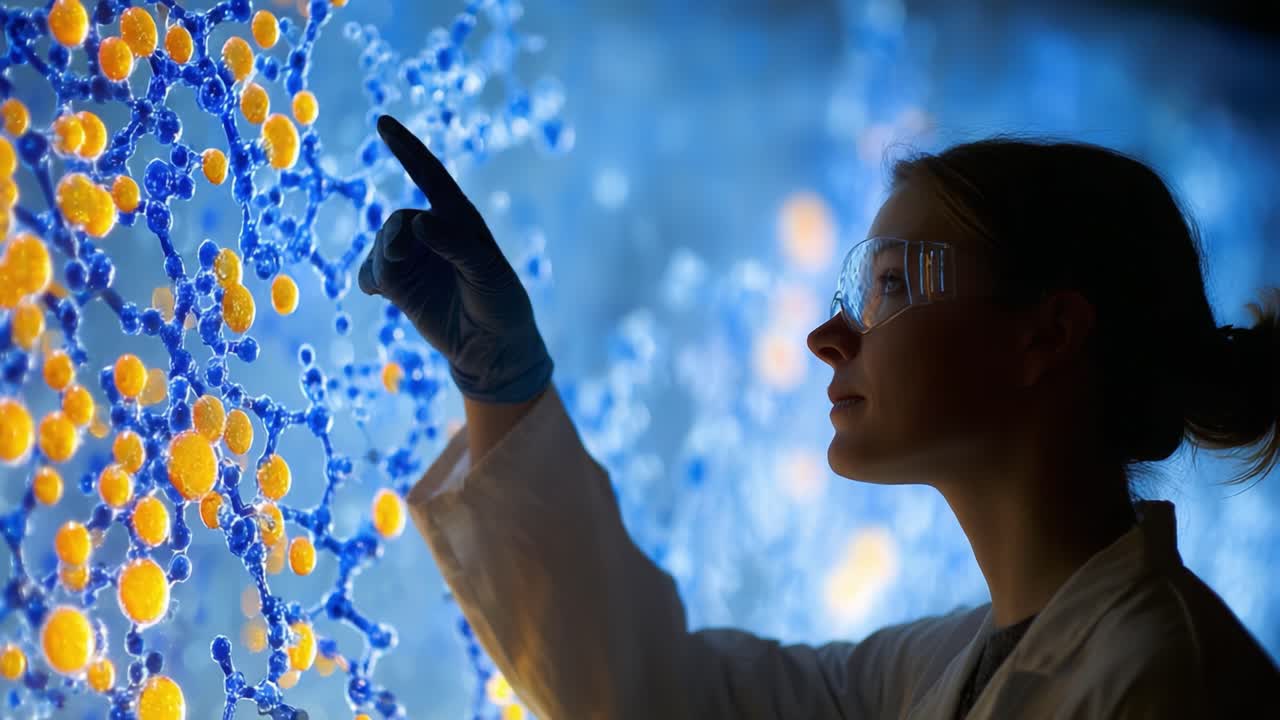 A Scientific Exploration: A Researcher Analyzes Molecular Structures Illuminated in a Vibrant Display of Colorful Chemistries and Diverse Compositions