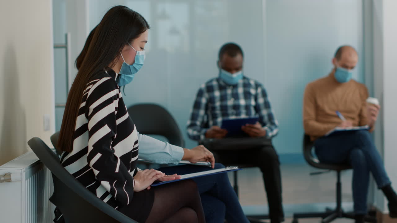 Female employee taking african american man to attend meeting