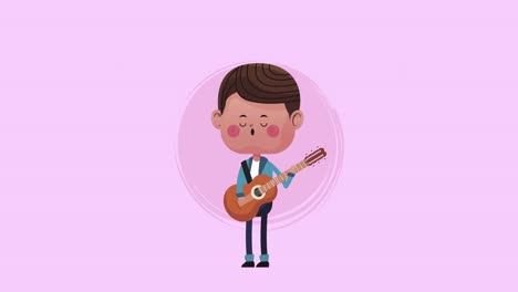 boy playing guitar with hearts