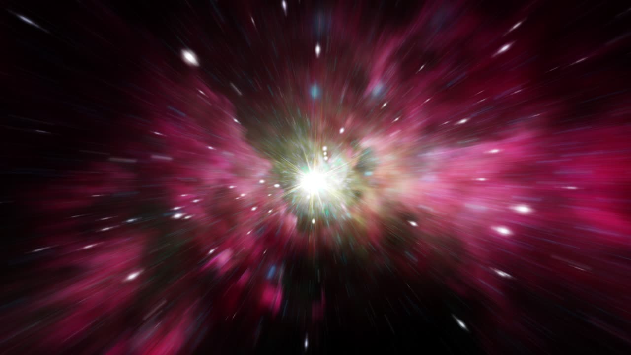 abstract infinite loop space time travel. 4k fantasía en cámara lenta viajando a través de campos estelares en el espacio a través de explosiones de luz de supernova. 3d rendering seamless loop para ciencia, tecnología intro del título.