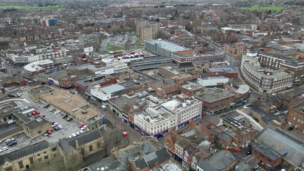 bedford bedfordshire uk levantamiento grúa tiro drone, aéreo