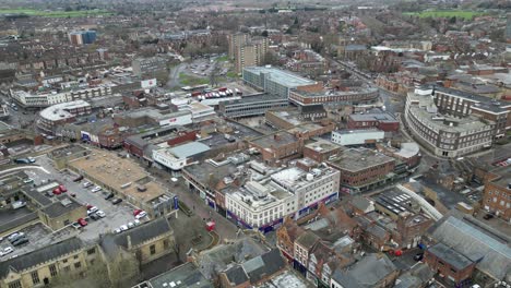 Bedford-Bedfordshire-Uk-Levantamiento-Grúa-Tiro-Drone,-Aéreo