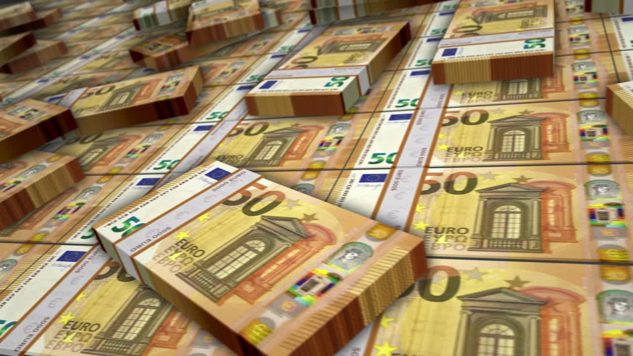 50 Euro Geldscheinbündel Schleifenanimation